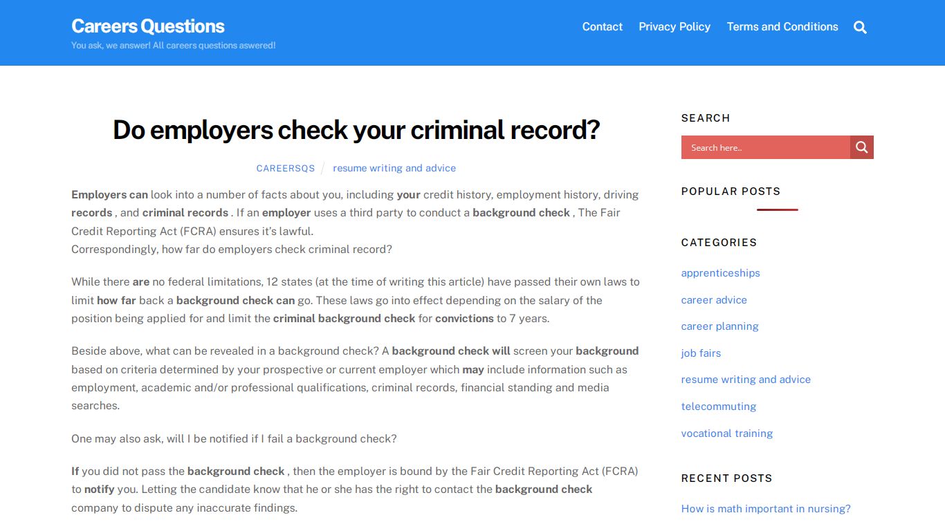 Do employers check your criminal record? - Careers Questions